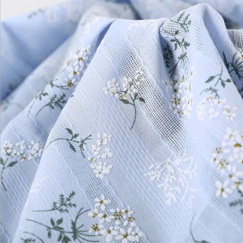 55” Wide Yard Elegant Floral Lace Jacquard Print Cotton Fabric For Shirt Craft