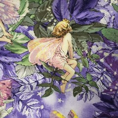 Sparkly Night Fairies Fabric Purple Cicely Mary Barker Michael Miller 1 Yard