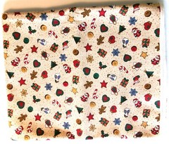 Multi-colored Small Figures on Light Tan Background Seasonal Print Fabric –