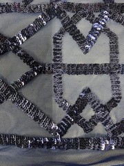Meredith NAVY BLUE Trellis Pattern Sequins on Mesh Lace Fabric by the Yard – 10