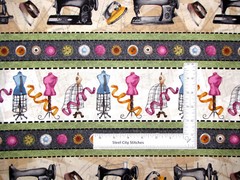 Sewing Theme Fabric Sew Machine Stripe Atelier Blank Quilting Cotton By The Yard