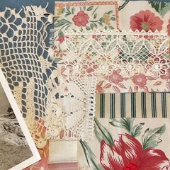 Slow stitch junk journal kit Vintage fabric pieces lace Sewing and Craft K#26
