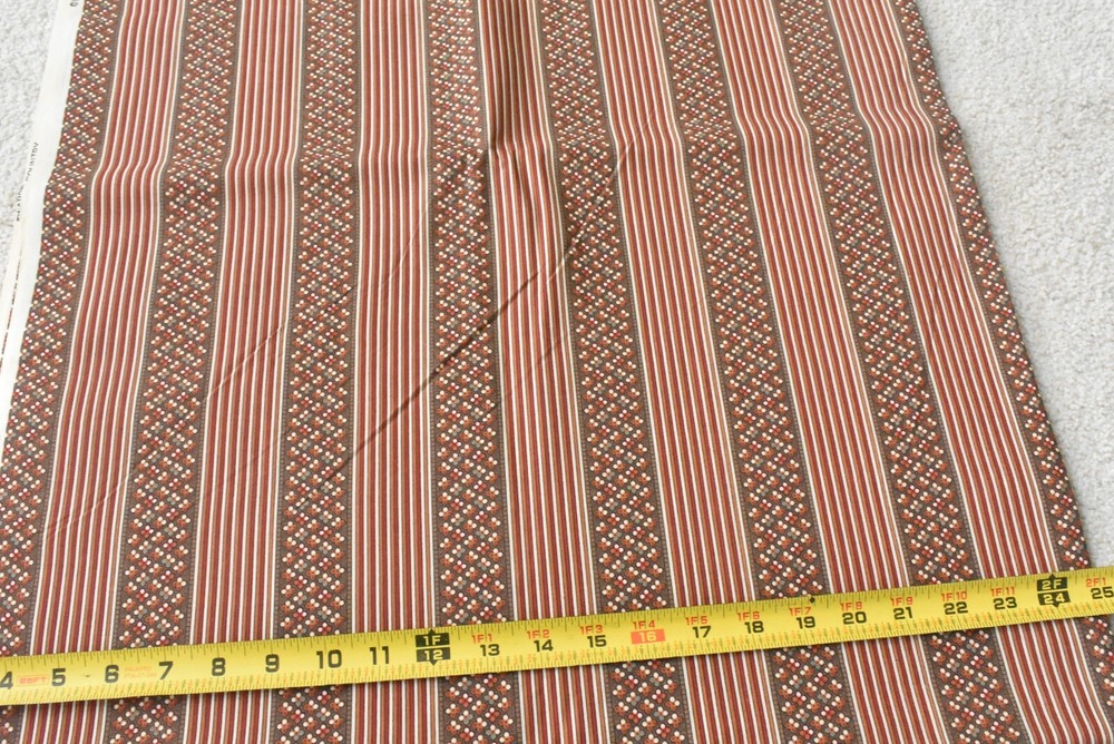 By 1/2 Yd, Vintage, Brown Cream & Rust Striped Quilt Cotton, Fabric Country,V108