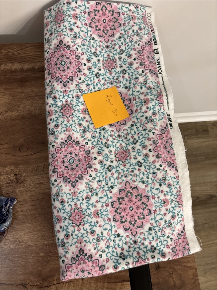 2 yards 13 in Joann Cotton Snuggle Fabric Pink Blue Floral Peint