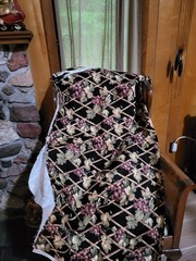 FABRIC BY KINGSWAY VINEYARD BLACK BAMBOO TRELLIS GRAPES FABRIC 3 YARDS 54″W