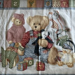 Cotton Fabric Blue Jean Teddy Quilt 44″ x 35”By Daisy Kingdom 133.