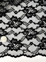 Black Floral Lace Fabric, 45 inches wide x 90 inches long
