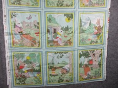 Vintage Cyrus Clark Story Book Cheater Quilt Mr Rabbit 18 Panel Pastels 81×37″