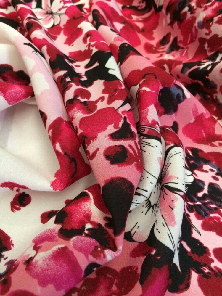 PRINTED FLORAL POLYESTER CHIFFON FABRIC :150CM WIDE : PRICE PER 1/2 METRE