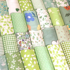 300 Mini Charm Green Floral Cotton Fabric Precut Squares Patchwork Quilting DIY