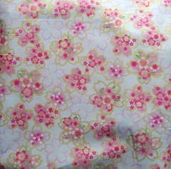 Larger Sakura Flowers w/ Met. Gold on Palest Pink – Japanese Cotton Shirting