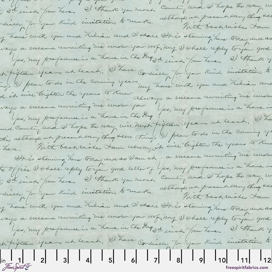Free Spirit Tim Holtz Palette Blue PWTH284 Blue Script Cotton