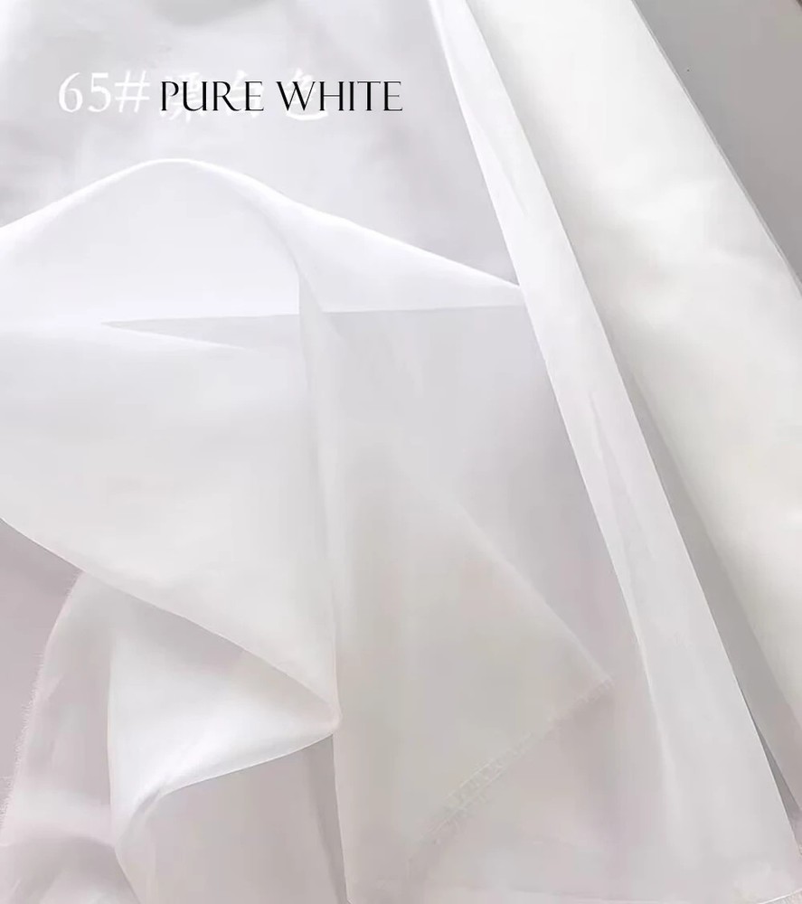 55”Wide 8Momme Dyeable Natural White Silk Organza Fabric Wedding Gauze Mulberry