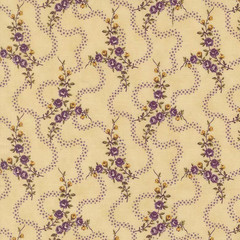 Purple Floral Swirls Fabric, Beige, Essence Collections for Cause, Moda 46272-11