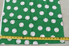 16″ Long, Baseballs on Green Stiffer Quilt Cotton, Sports-Theme, Princess, M7919