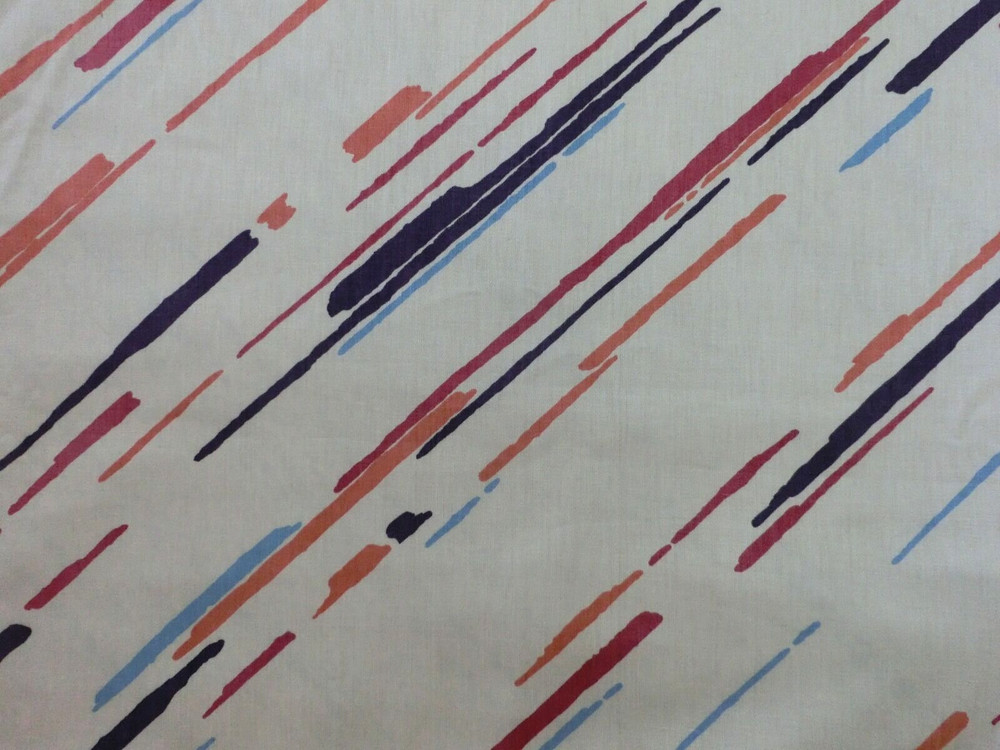 Vtg House N Home Fabrics Drapery 1984 6.5 Yrd Dash Striped Cream Cotton Fabric