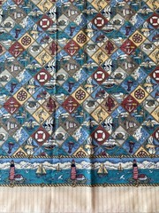 CLASSIC COTTON FABRIC 1995~Double Border Nautical~SQUARES ROPE~Lighthouse~BOAT~