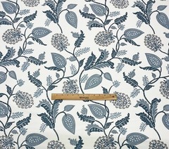 LAURA & KIRAN PALAMPORE INDIGO BLUE JACOBEAN FLORAL VINE FABRIC BY THE YARD 54″W