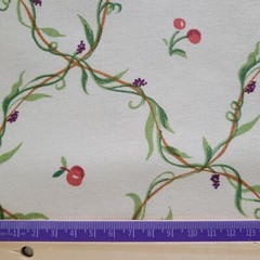 Leafy Lattice w/ Flowers Heavy Cotton Decorator Fabric 2 2/3 Yards X 60 Inches
