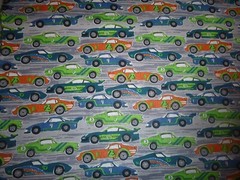 Race Cars on Grey Cotton Fabric – 15 INCHES WIDE and 36 INCHES LONG