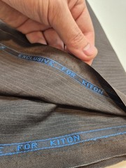 Kiton Super 180 Wool Suiting Fabric Brown Pinstripe 10 Yards England Tailoring