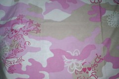 Funky PINK CAMOUFLAGE & SKULL THEMED FABRIC Remnant (50cm x 50cm)