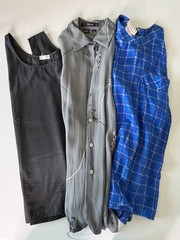 3 Piece Silk Fabric Lot Upcycle Sewing Craft Repurpose Textile AS IS