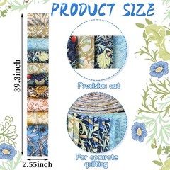 50Pcs William Morris Floral Jelly Fabric Strips Roll for Quilting Crafting Sp…