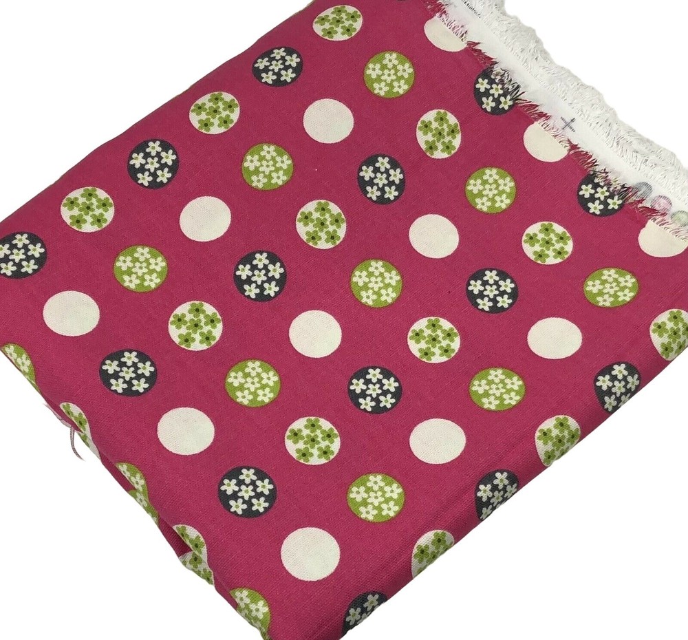 Daisy Dot Floral Print Cotton Chintz Pink Gray Green Home Season Fabric 108″x44″