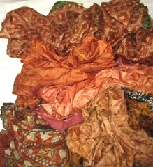 LOT PURE SILK Antique Vintage Sari REMNANT Fabrics 100 GRAMS Rust #ABDQI