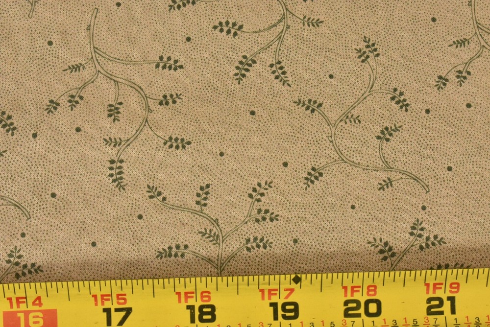 23″ Long, Vintage, Olive Vines on Tan Quilt Cotton, SL Wave Collection, P9633
