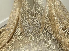 GOLD Embroidery Sequins Lace Fabric 50” Width Sold By The Yard