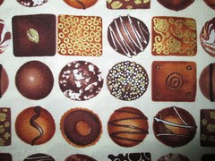 CHOCOLATES CANDY BOXED CANDIES METALLIC THREAD CREAMY WHITE COTTON FABRIC BTHY