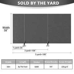 5 Yards Canvas Fabric 600D Outdoor Waterproof Fabric Tent Awning Marine Sewing