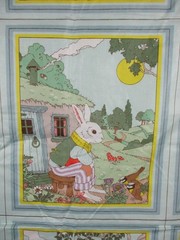 Vintage Cyrus Clark Story Book Cheater Quilt Mr Rabbit 18 Panel Pastels 81×37″