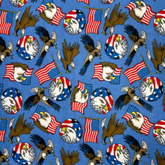 Patriotic American Eagle Blue Fleece Fabric – 60″ Wide – Sold by The Yard & Bolt