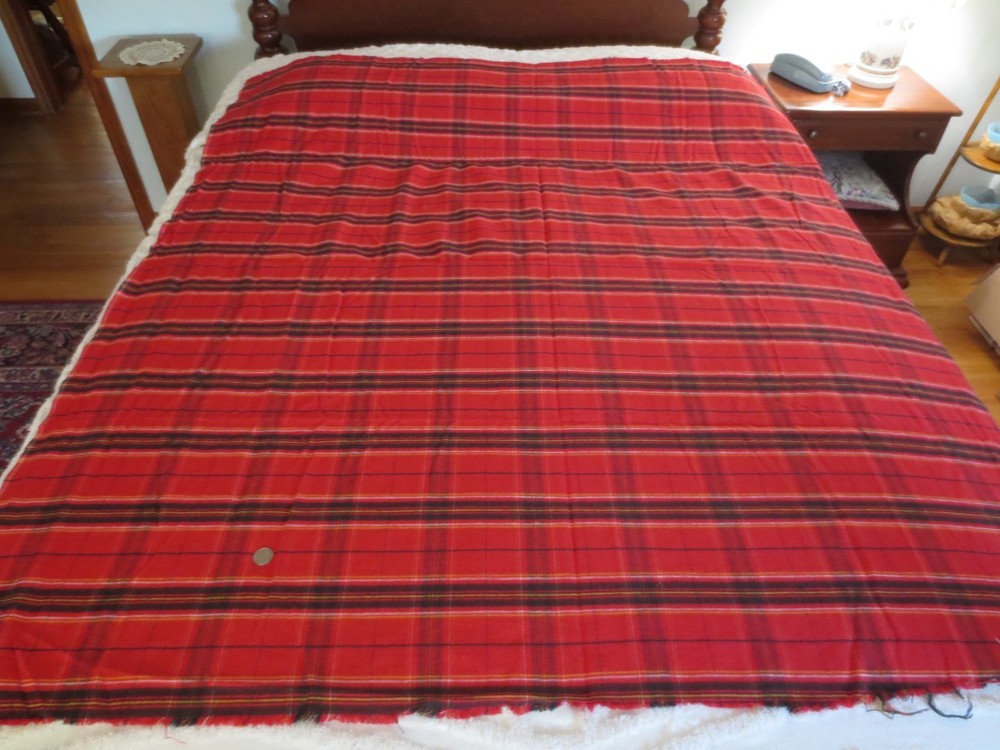 4804. RED PLAID Apparel Home Decor Crafts COTTON FLANNEL FABRIC-62″ x 1-3/4 yds.