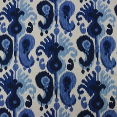 BALLARD DESIGNS BETHESDA BLUE WHITE IKAT LINEN MULTIPURPOSE FABRIC BY YARD 54″W