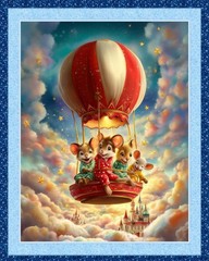 BALLOON BUDDIES MOUSE FABRIC QUILT PANEL (36″ x 45″)