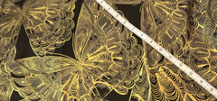 Lux by Timeless Treasures Quilting Fabric Butterfly Black Gold Metallic 40″ X 42