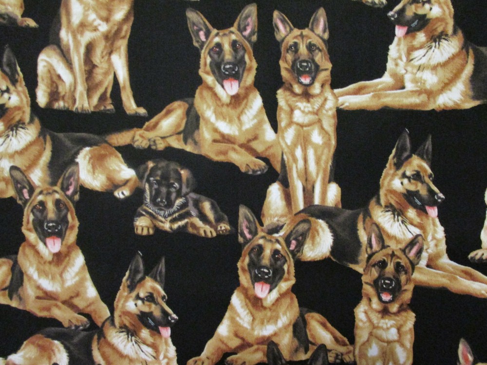 DOGS REALISTIC PUPPYS DOG SHEPARDS SHEPARD COTTON FABRIC FQ