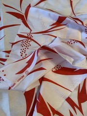 Vintage Floral Print Fabric 44” X 108” 3 Yards Polyester Red White Merry Mary