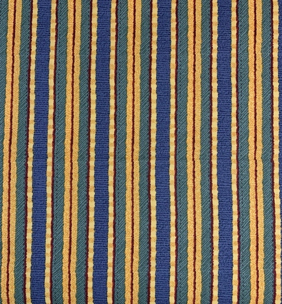 Vtg Striped Fabric Remnant By Debbie Mumm For SSI Green Golden Yellow Blue