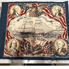 Patriotic Cotton Fabric Panel Lot Old Glory Centennial Soldiers Boots 5 piece