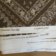 Vtg Cotton Fabric Christopher Prints Cumberland Brown Bandana BTYx 50
