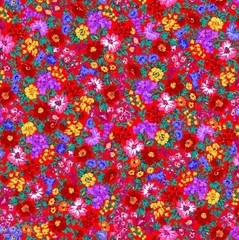 Timeless Treasures Living Color Red Folk Art Flowers Cotton Fabric by the Yard