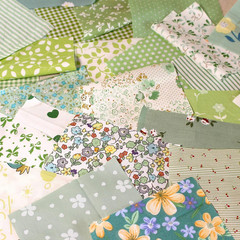 300 Mini Charm Green Floral Cotton Fabric Precut Squares Patchwork Quilting DIY