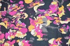 Polyester knit – black fuchsia yellow- soft, drapes well, medium weight 111″x 62