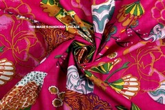 5 yard Indian Cotton Hand Block Sanganeri Printed Handmade Cotton Fabric Natural
