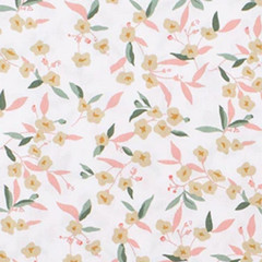 CraftsFabrics 7Pcs/lot White Floral Fat Quarter 100% Cotton Twill Printed Fabric
